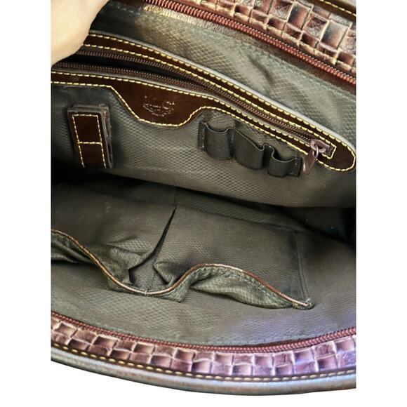 Mc Marc Women's Brown Tan Leather Woven Texture Chantal Shoulder Bag purse - Picture 8 of 10